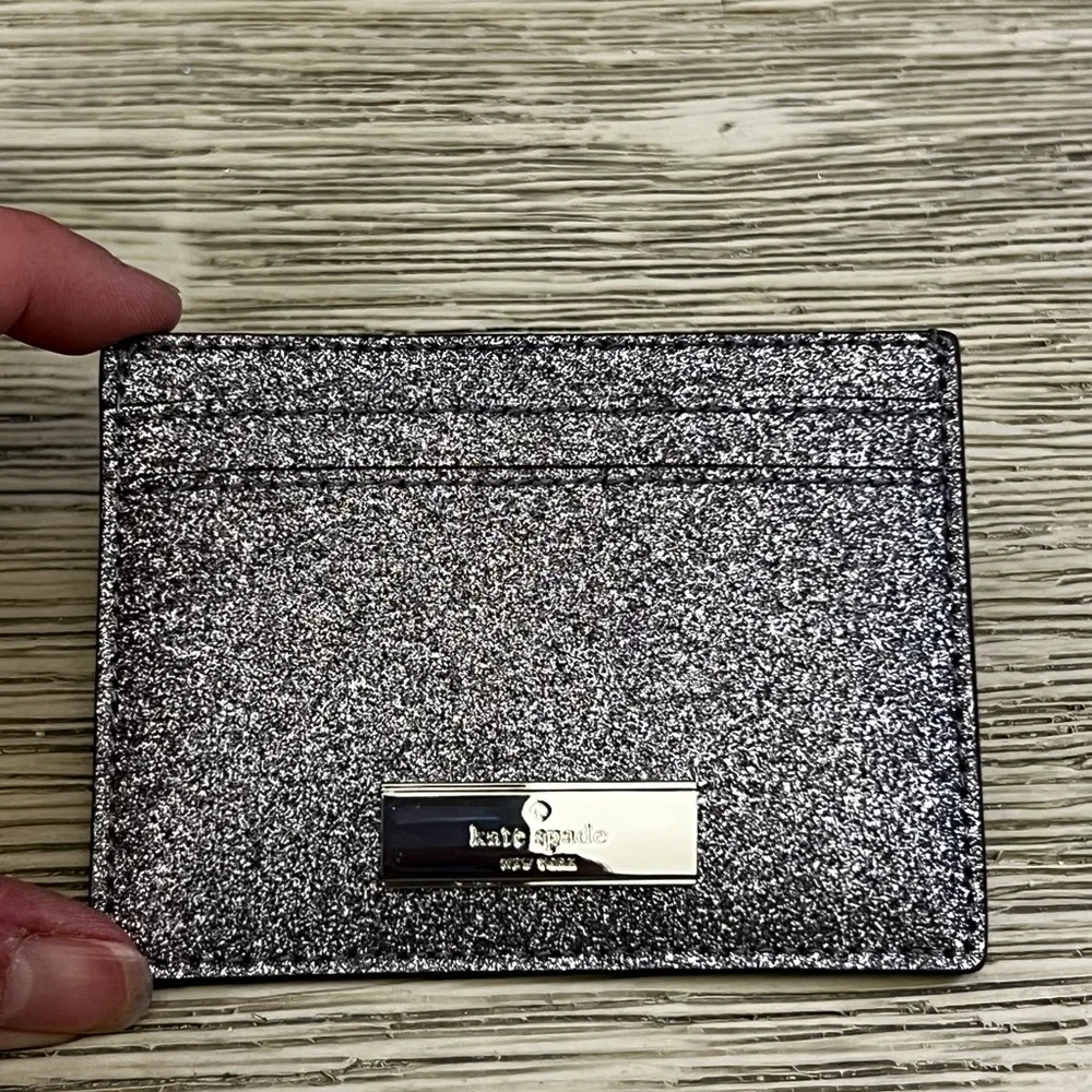 ♠️Kate Spade♠️ LIKE NEW!! Glittery Silver Card Holder